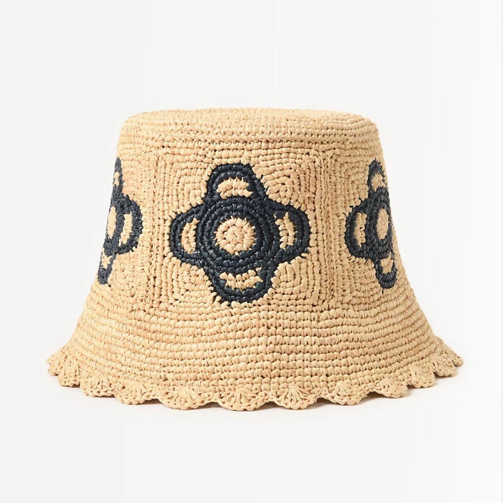 Beige Raffia Flower Hat